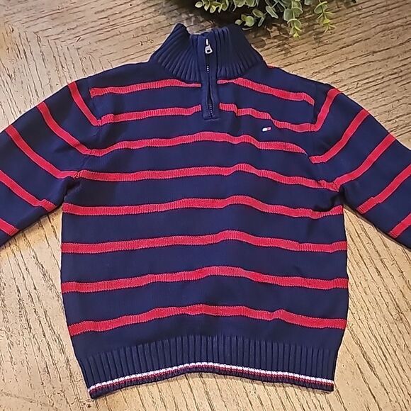 Tommy Hilfiger size 6 boys pullover sweater blue and red - Picture 1 of 10